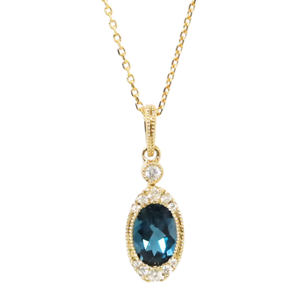 London Blue Topaz And Diamond Pendant Necklace