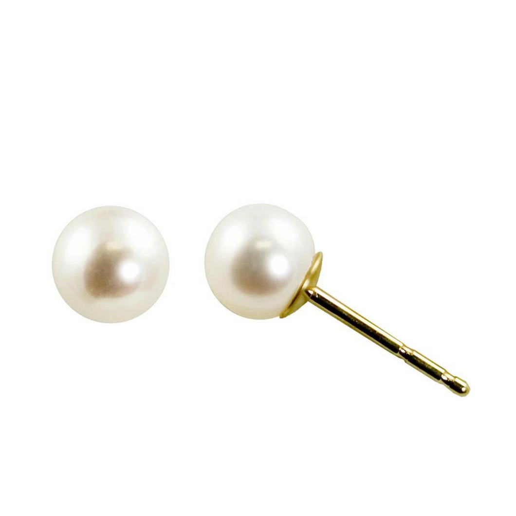 14ky 5mm AA Pearl Stud Earrings