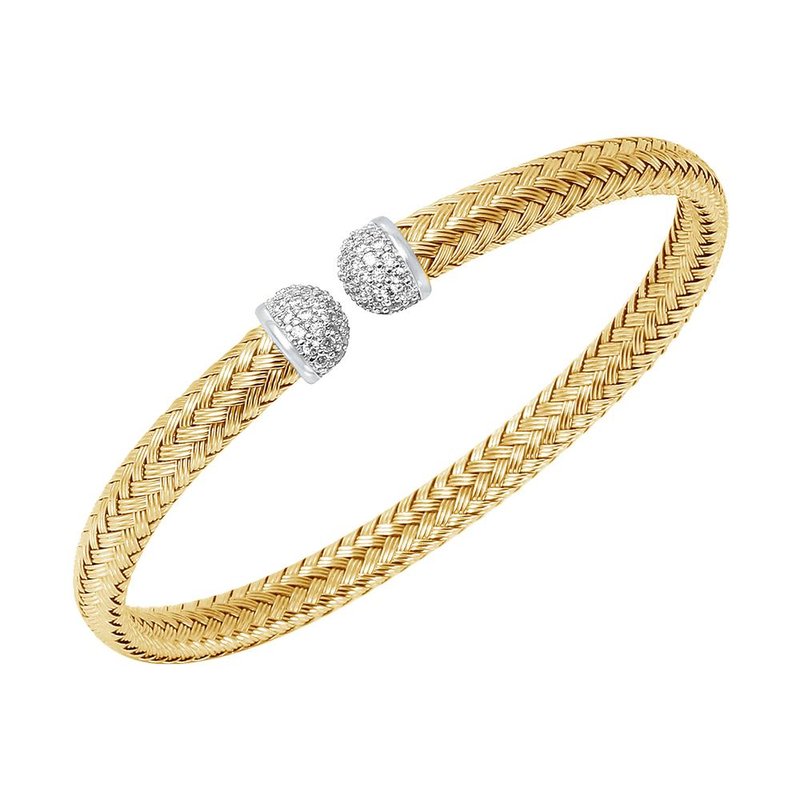 Charles Garnier Yg Mimosa 6Mm Woven Cz Cap Cuff Bracelet