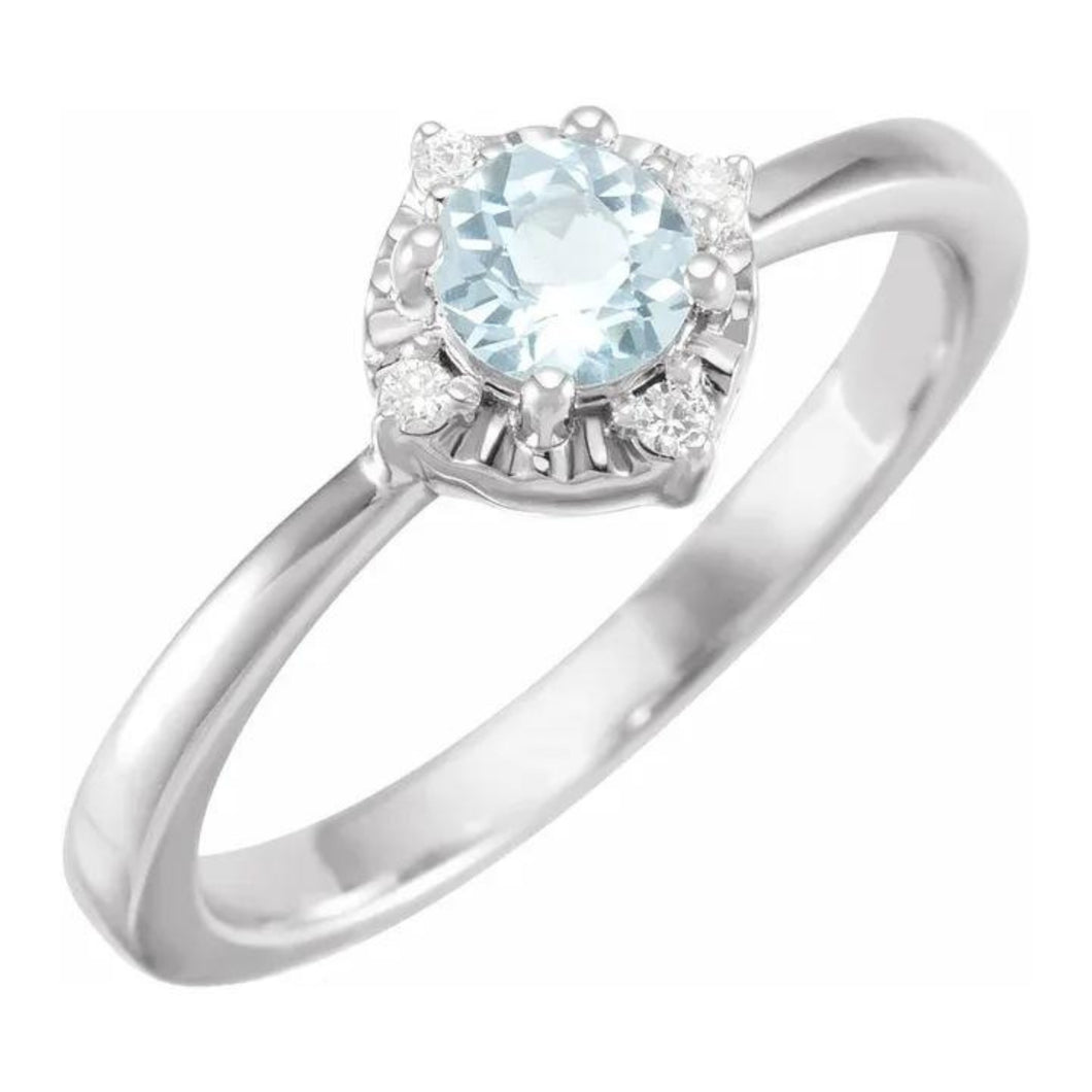 Sterling Sky Blue Topaz And Diamond Ring