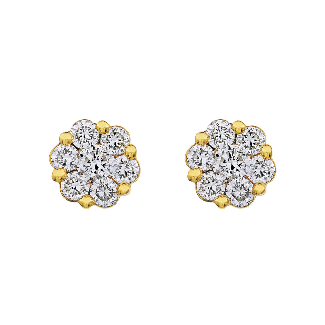 10ky 1.0ctw Diamond Cluster Earrings