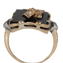 Load image into Gallery viewer, Black Onyx Seed Pearl And Diamond Ring
