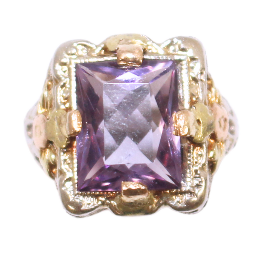 Tutone Amethyst Ring