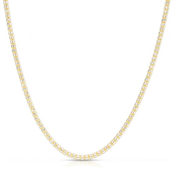 14K 3.3mm Two-Tone Fancy Ice Chain