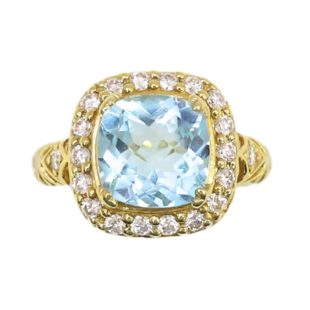 Sky Blue Topaz And Diamond Ring