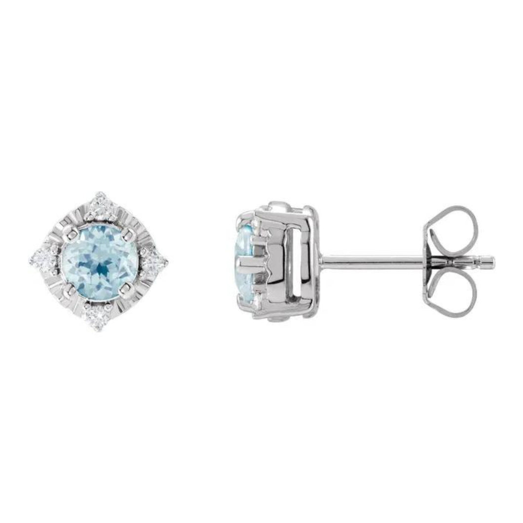 Sterling Sky Blue Topaz And Diamond Earrings