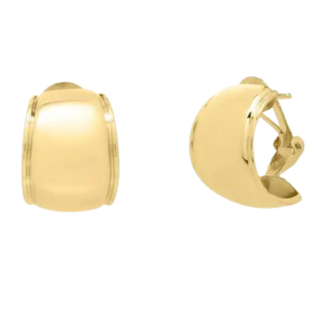 14K Gold Omega Mixed Media Hoop Earring