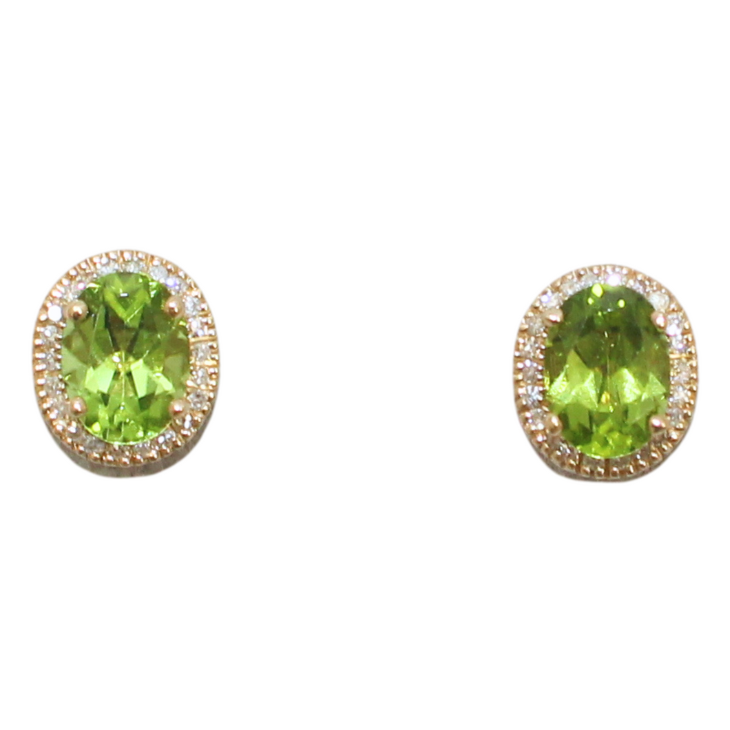 Peridot And Diamond Earrings