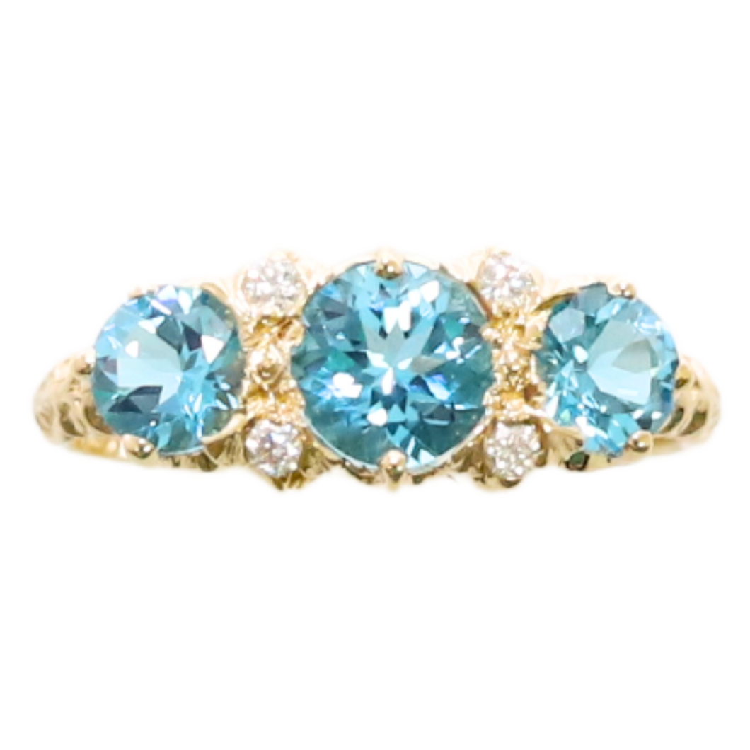 Blue Topaz And Diamond Ring