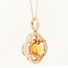 Load image into Gallery viewer, Citrine And Diamond Quatrefoil Pendant Necklace
