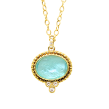 Load image into Gallery viewer, Achilles Aqua Venetian Glass And Diamond Necklace
