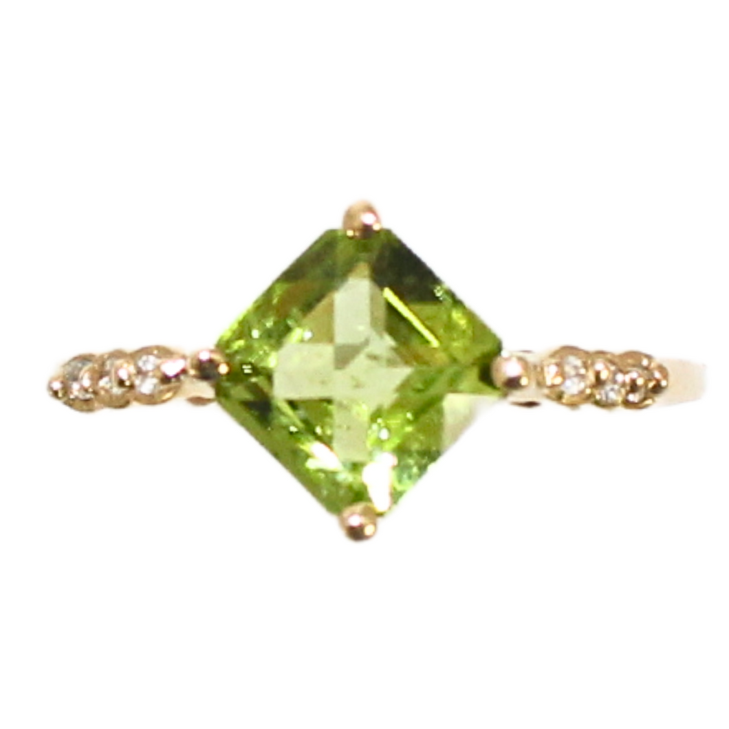 Peridot and Diamond Ring