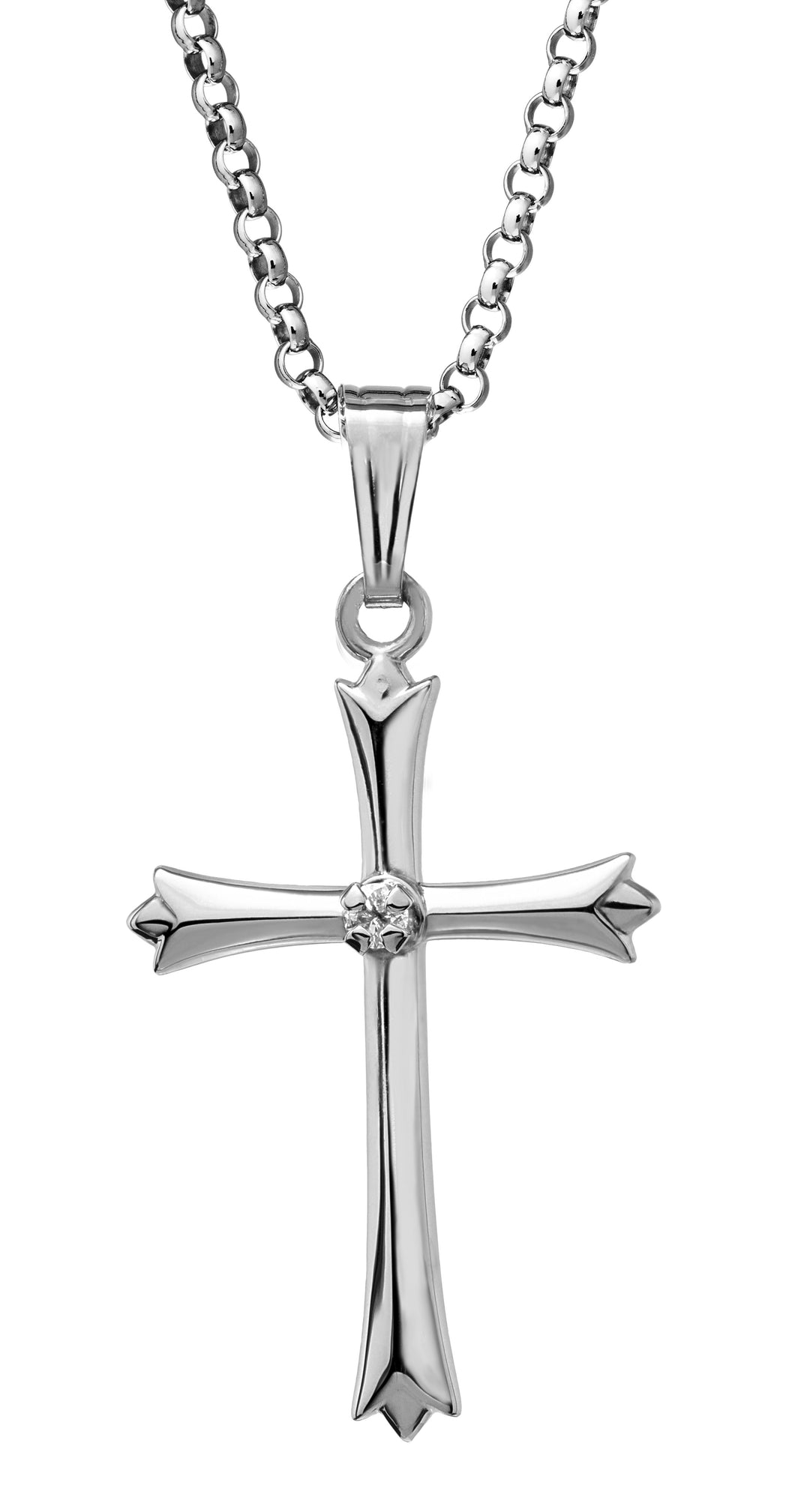 Sterling Diamond Cross Necklace