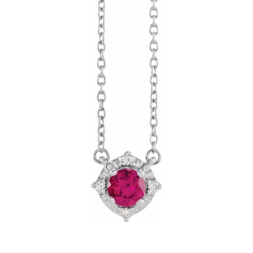 Sterling LG Ruby And Diamond Necklace