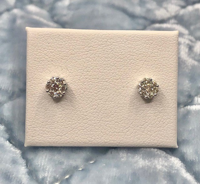 10kw 1/2Ctw Diamond Cluster Earrings