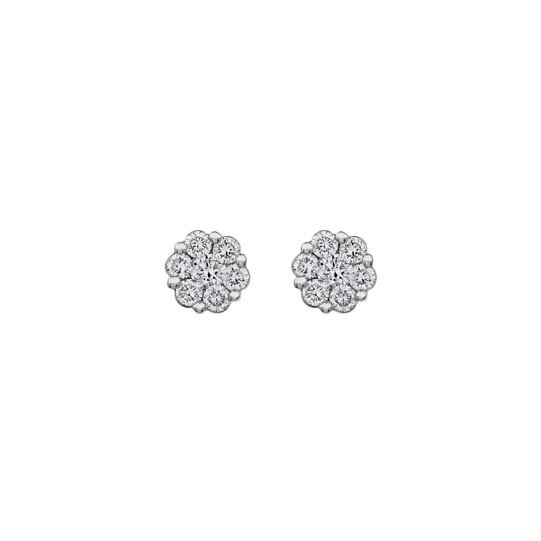 10kw 1/4 ctw Diamond Cluster Earrings