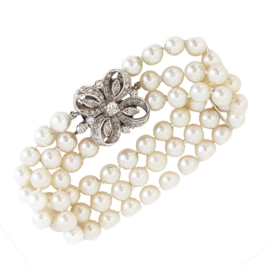 Triple Pearl Strand Bracelet