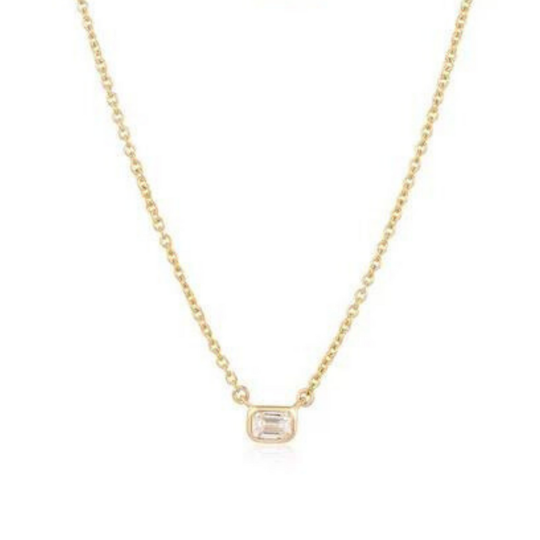 Emerald Cut Diamond Solitiare Necklace