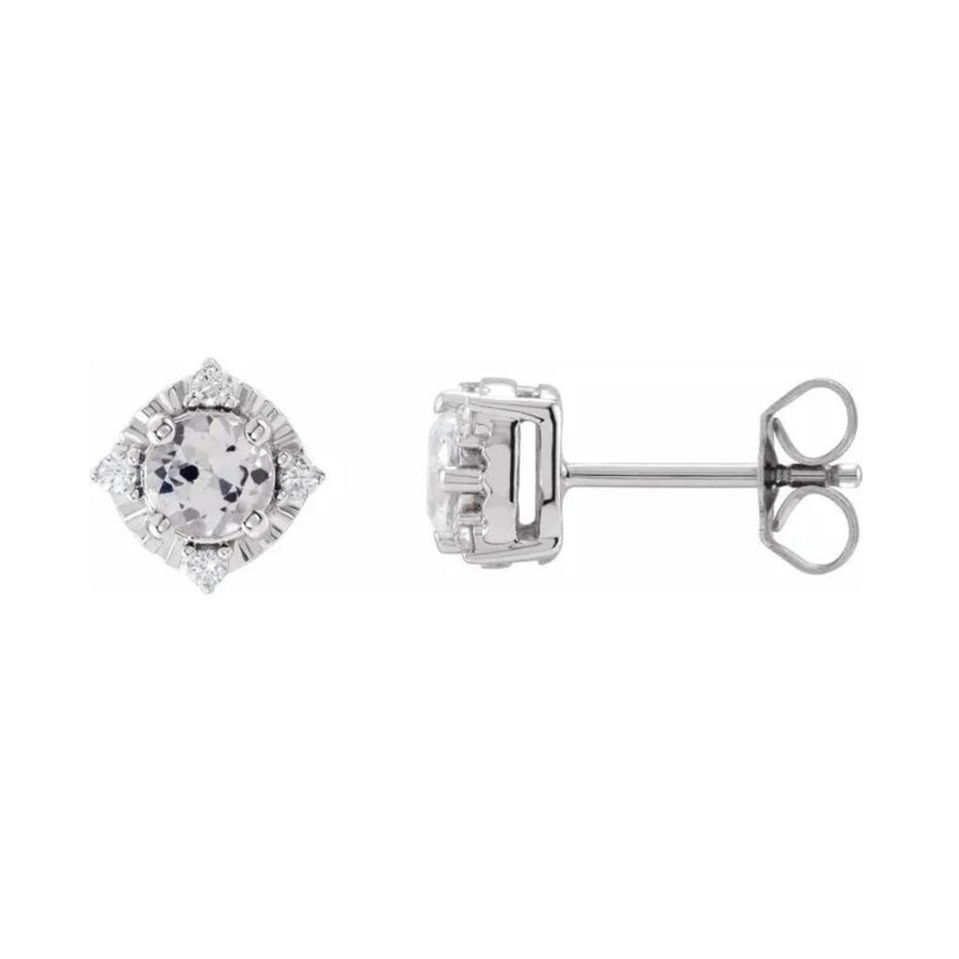 Sterling LG White Sapphire And Diamond Earrings