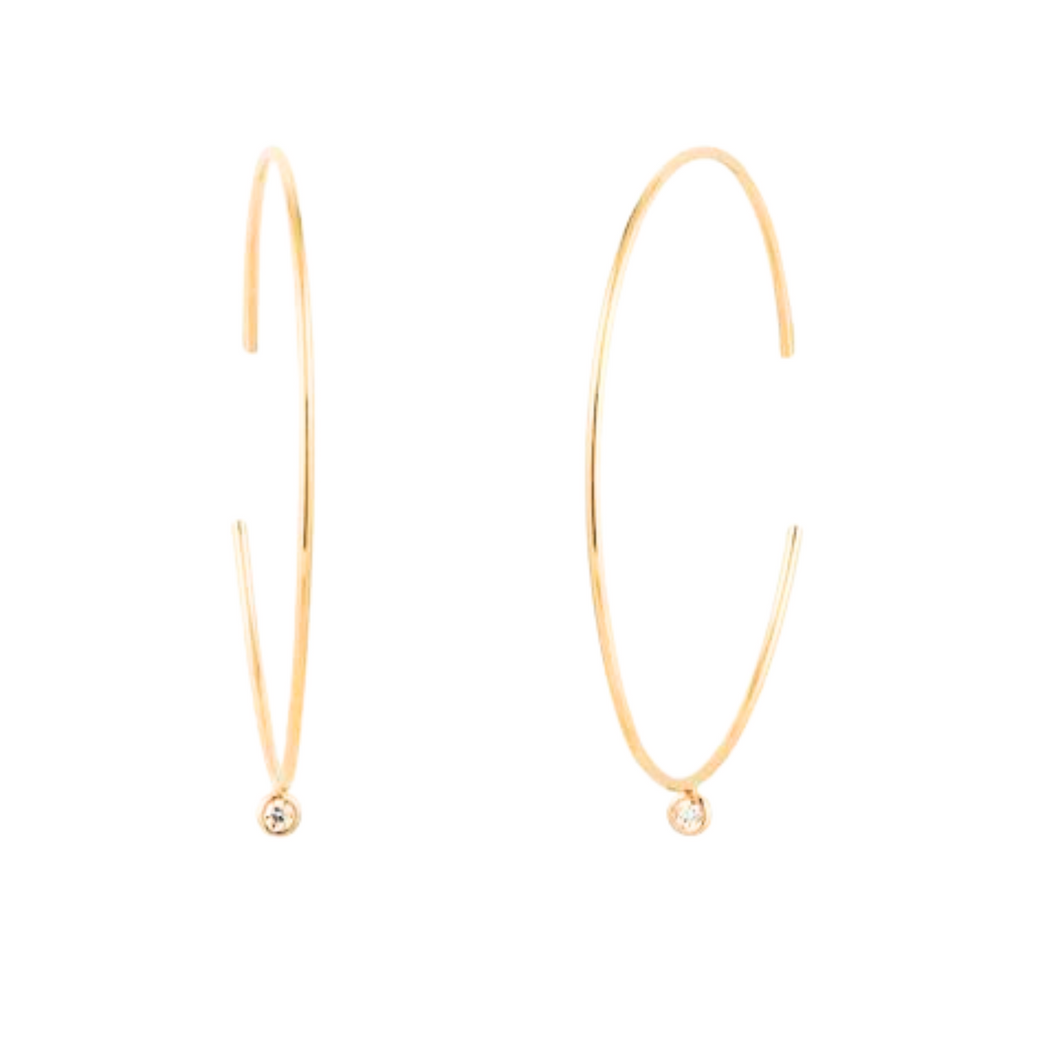 Anne Bezel Diamond Hoop Earrings