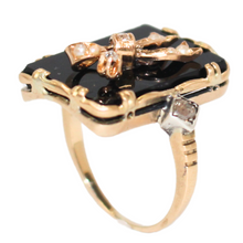 Load image into Gallery viewer, Black Onyx Seed Pearl And Diamond Ring
