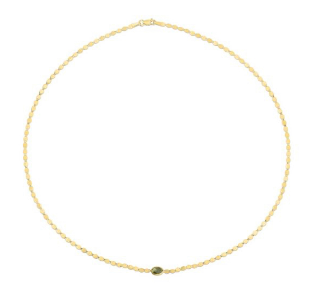 Oval Peridot Mirror Chain Necklace