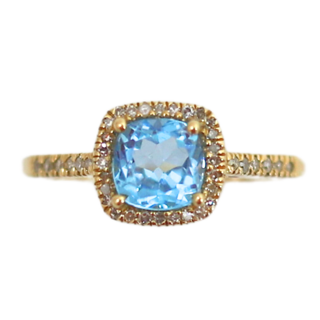 Blue Topaz And Diamond Ring