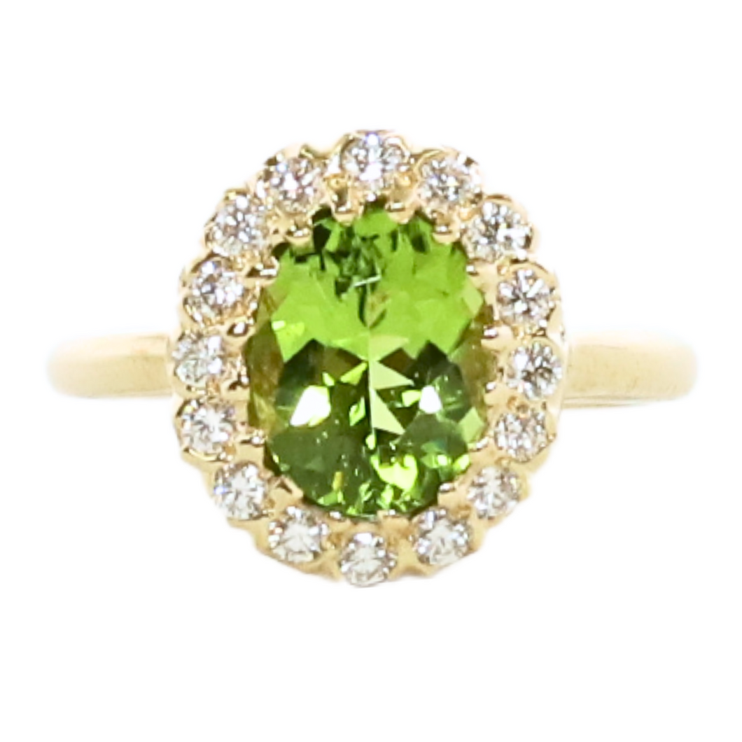 Peridot And Diamond Ring