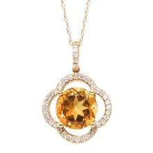 Load image into Gallery viewer, Citrine And Diamond Quatrefoil Pendant Necklace
