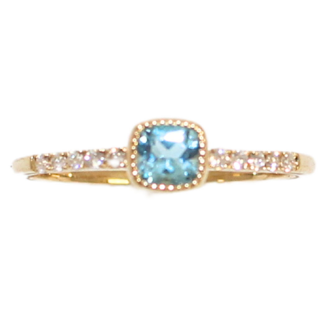 Blue Topaz and Diamond Ring