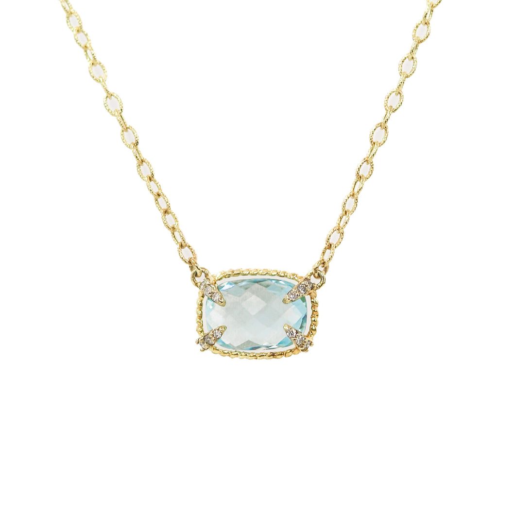 Cecilia Blue Topaz and Diamond Necklace