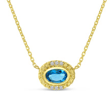 Load image into Gallery viewer, Swiss Blue Topaz And Diamond Pendant Necklace
