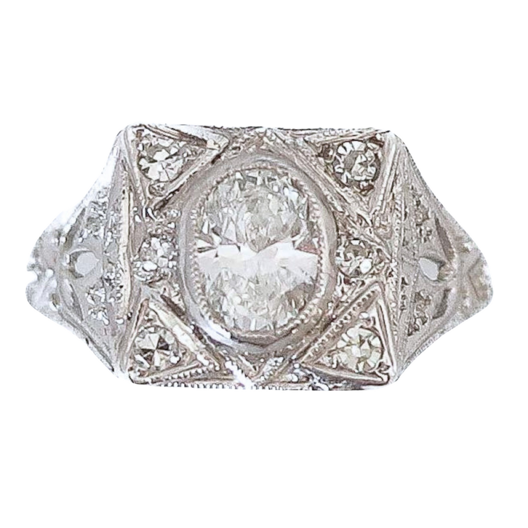 Platinum Oval Diamond Ring