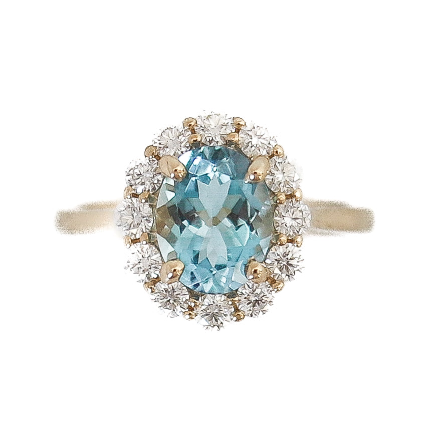 Aquamarine And Diamond Ring