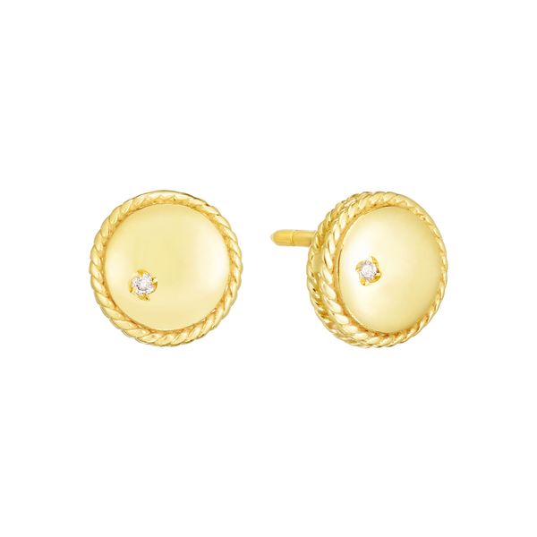 Diamond Round Button Post Earrings