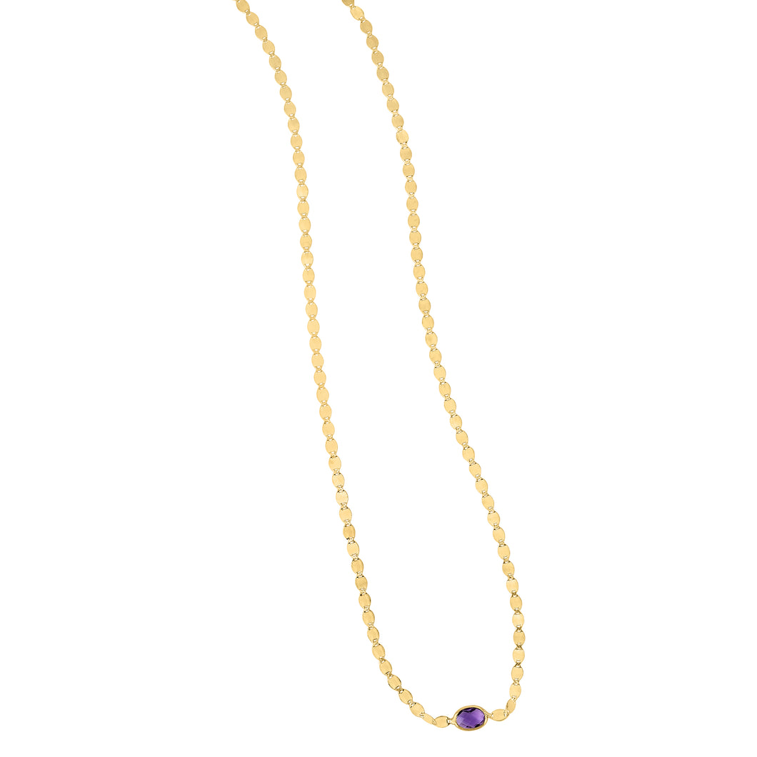 Oval Amethyst Mirror Chain Necklace