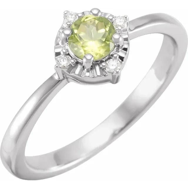 Nicci Sterling Peridot and Diamond Ring