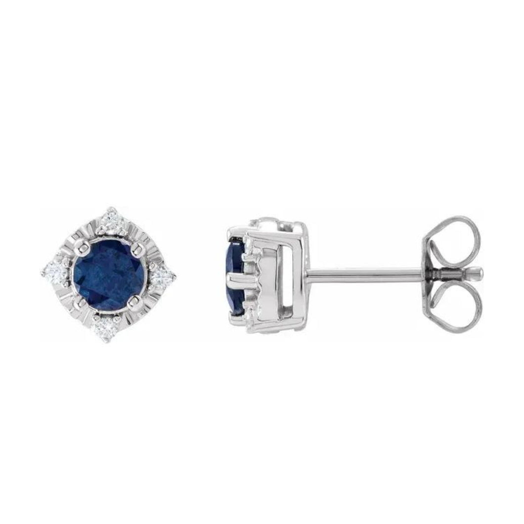 Sterling LG Sapphire And Diamond Earrings