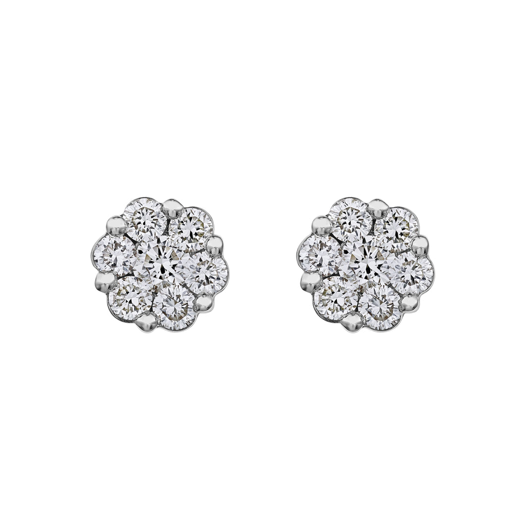 10kw 3/4 ctw Diamond Cluster Earrings