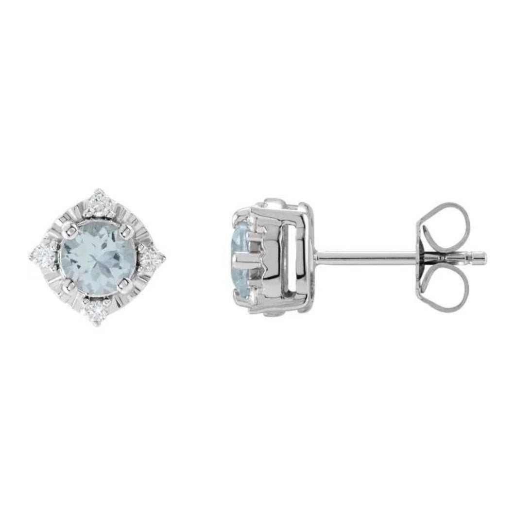 Sterling Aquamarine And Diamond Earrings