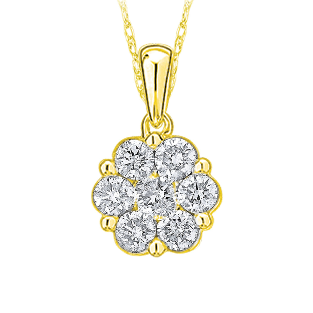 10ky 1.0ctw Diamond Cluster Necklace