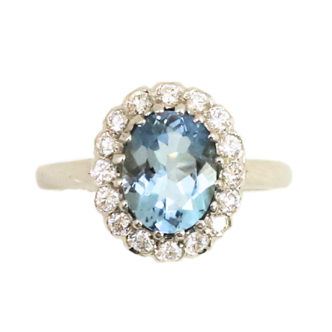 Aquamarine And Diamond Ring