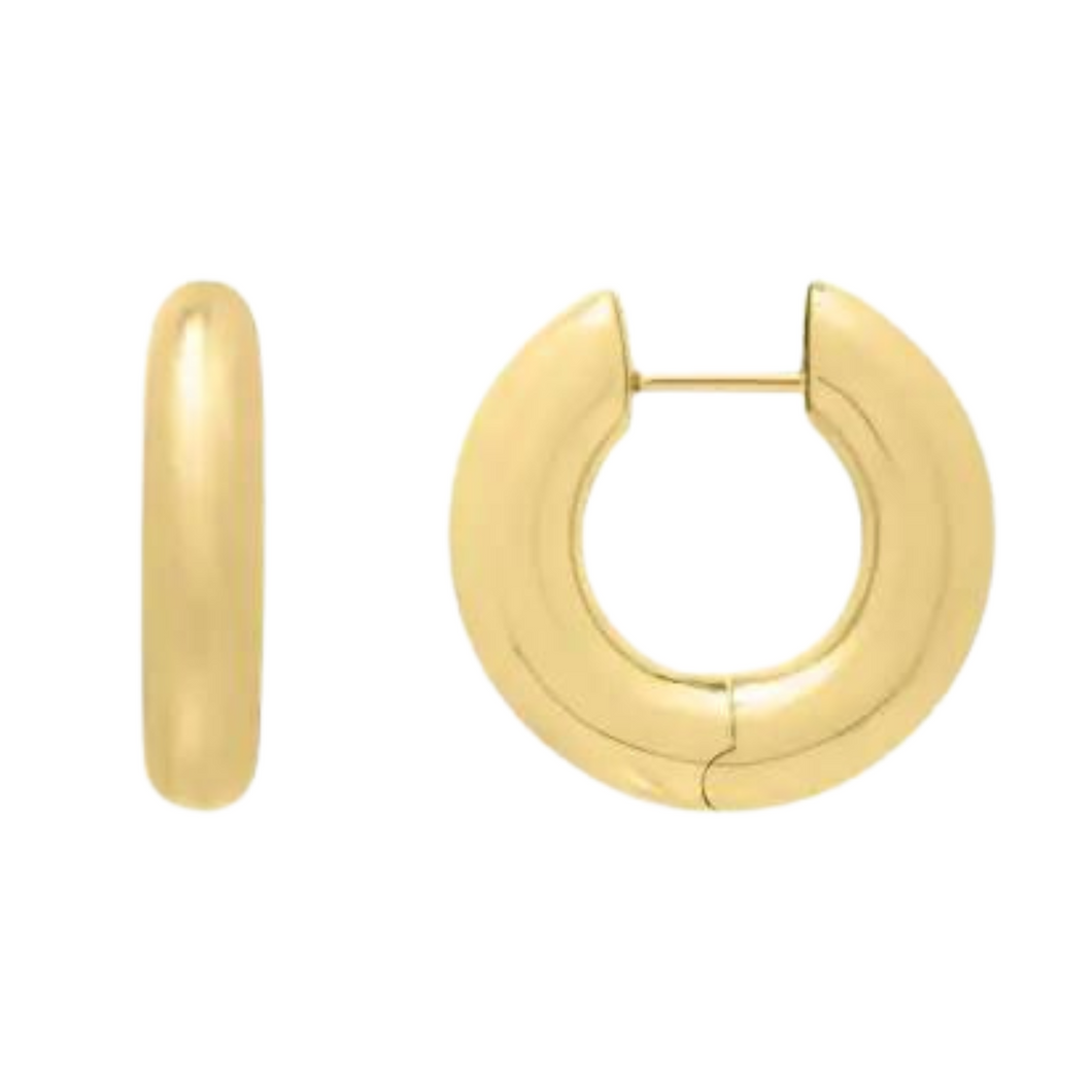 14K Gold Round Medium Electroform Hoops