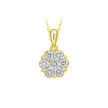 Load image into Gallery viewer, 10kw 1/10ctw Diamond Cluster Necklace
