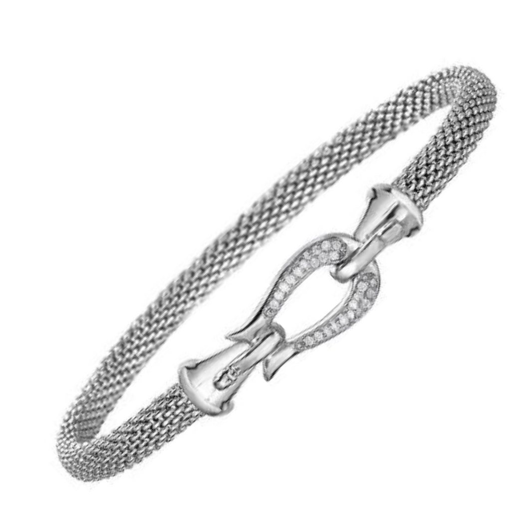 Diamond Popcorn Hook Clasp Bangle