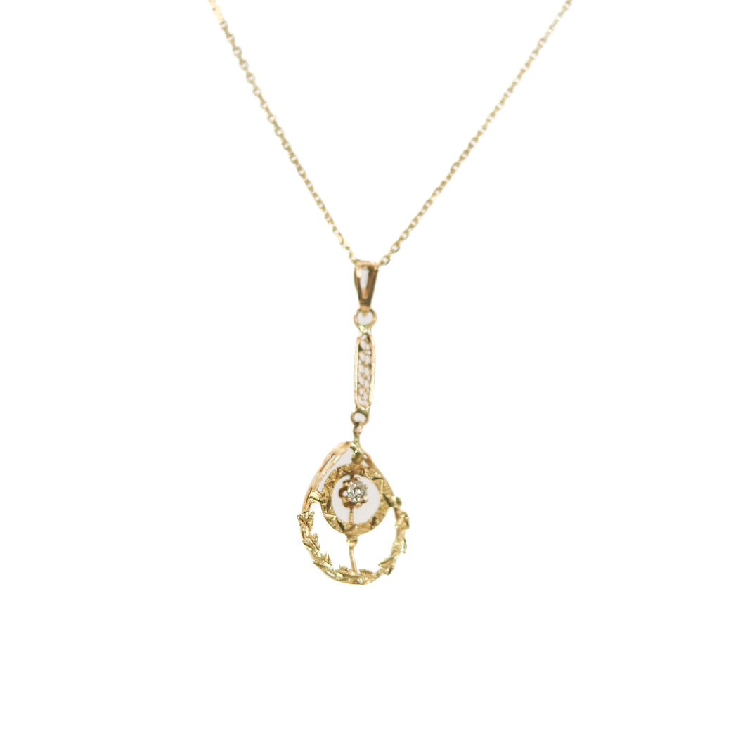 Estate Diamond Lavalier Necklace