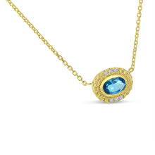 Load image into Gallery viewer, Swiss Blue Topaz And Diamond Pendant Necklace
