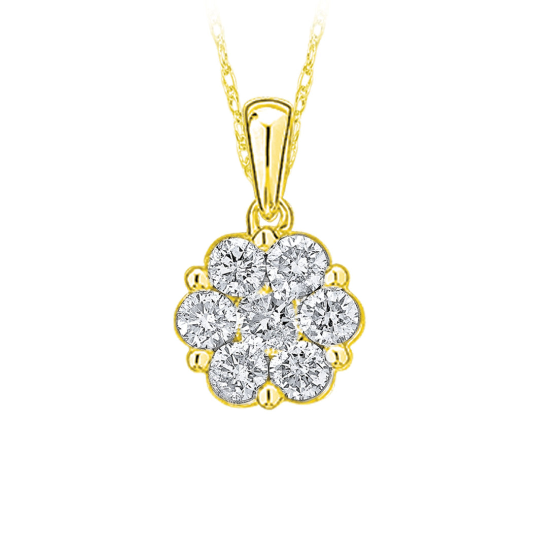 10ky 5/8 ctw Diamond Cluster Necklace