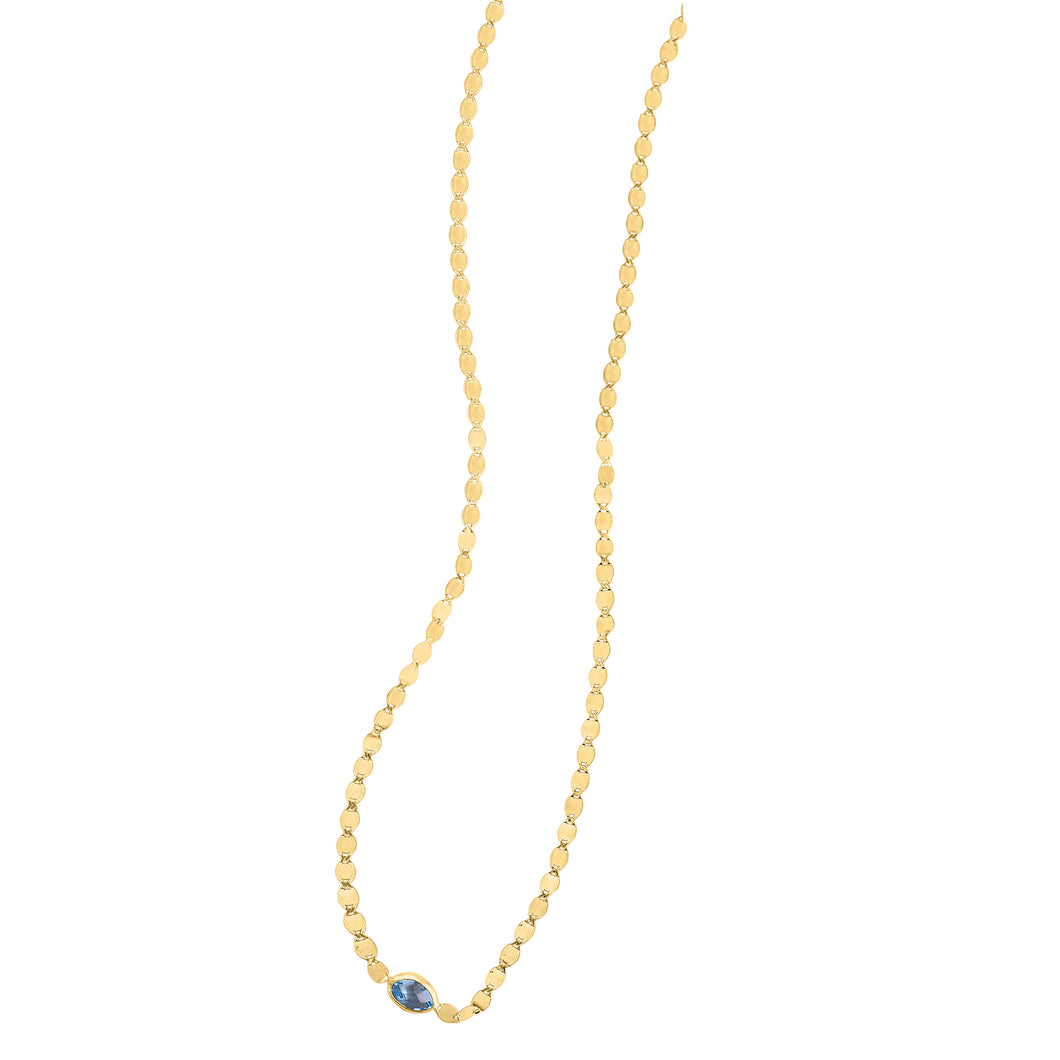 Blue Topaz Mirror Chain Necklace