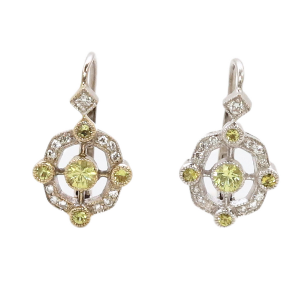 Diamond Yellow Sapphire Earrings